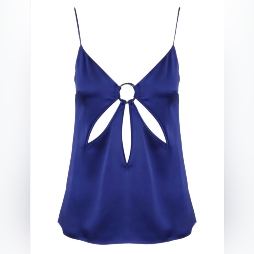 Stella McCartney Sapphire Blue Cut Out Embellished SatanTank Top size 36/Large